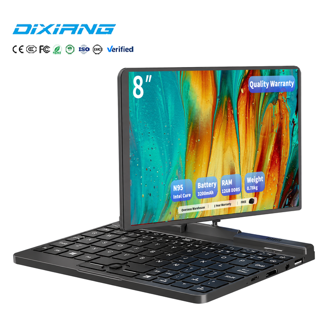 Mini Laptop 8 Inch N95 Processor 12GB DDR5 RAM 128GB SSD 360 Fold Touch Screen Tablet PC Windows 11 Portable Office Device