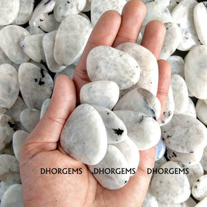 Cabujón de piedra lunar arcoíris natural al por mayor, piedras preciosas de cuarzo de cristal curativo blanco y azul con certificado GIA para Decoración - Product Image 4