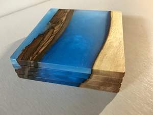 Posavasos de resina y madera de diseño moderno, posavasos para servir té, Juego de 4 piezas a granel del exportador indio SCI - Product Image 6