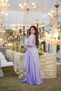 Vestido étnico indio y pakistaní para adultos Impresión dibujada a mano en tela pesada de imitación Georgette Sharara Suit Palazzo Dupatta - Product Image 3