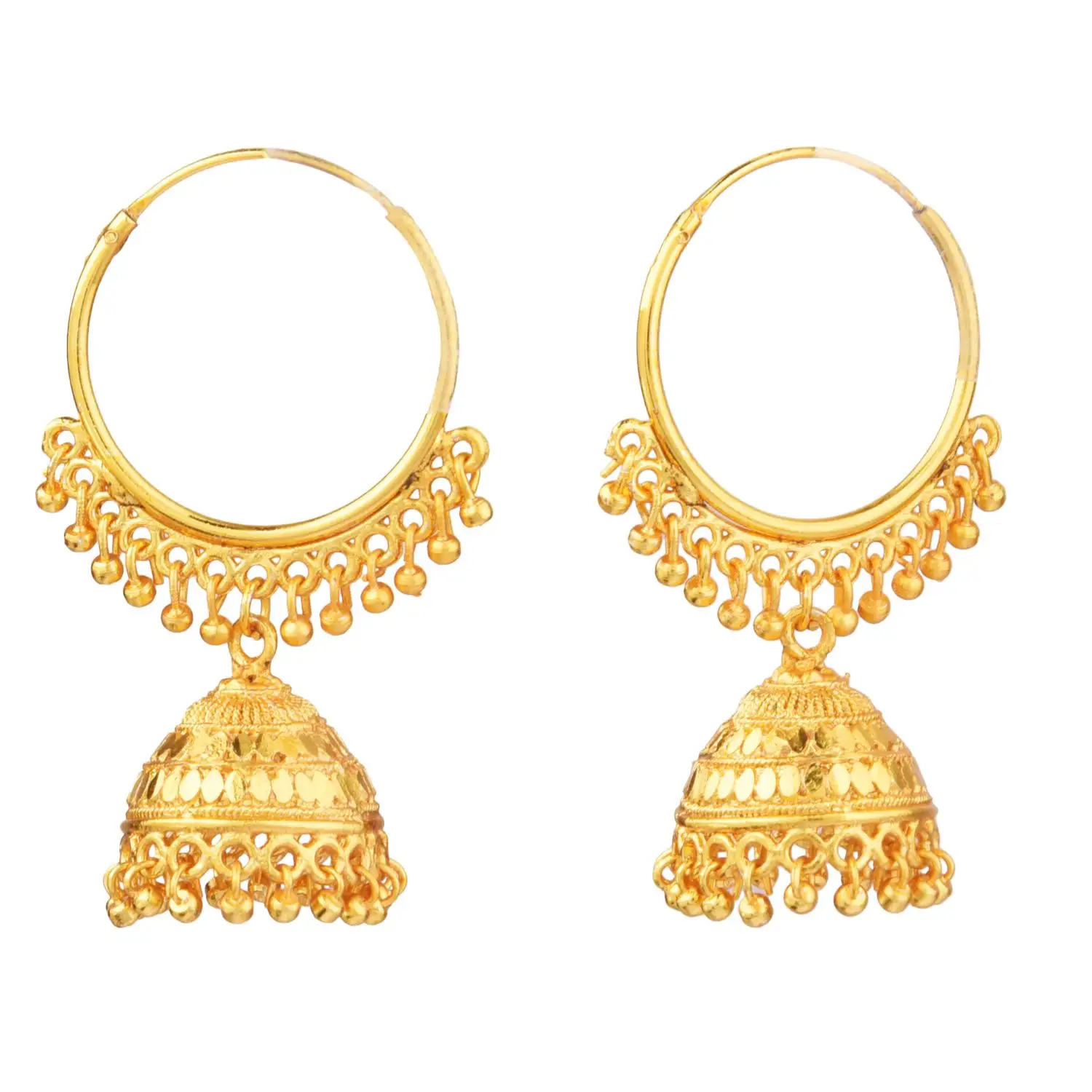 Conjunto de brincos pendurados estilo Jhumka Jhumki para mulheres, joia étnica indiana banhada a ouro, joalheria indiana