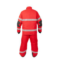 Ensemble de tenue de pompier personnalisé, respirant, à séchage rapide, bleu marine, avec pantalon et veste standard en PVC et coton ignifuge