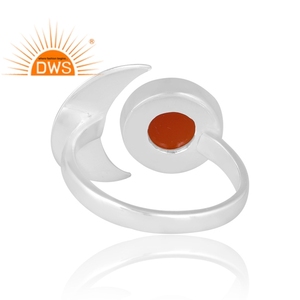 แหวนพลอยคาร์เนเลี่ยนธรรมชาติสีเงิน925ใหม่สำหรับผู้หญิงของขวัญตามสั่ง - Product Image 2