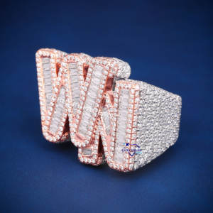 แหวนฮิปฮอปของผู้ชายปรับแต่งได้925เงินสเตอร์ลิงประดับเพชรโมอิสซาไนต์ทรงกลมและบาแกตต์ตัดสำหรับงานแต่งงาน - Product Image 2