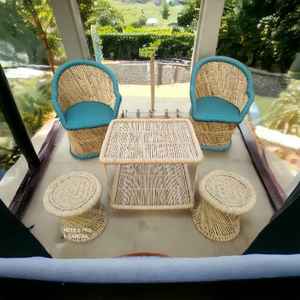 Canapés de jardin en rotin naturel de conception royale meubles en rotin de bambou canapé de luxe avec table et ottoman ensemble de meubles pour le jardin - Product Image 5