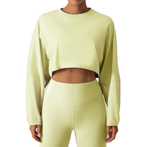 Vêtements d'entraînement à séchage rapide Pull à encolure ras du cou Extensible pour les vêtements de course à pied Vêtements de jogging solides - Product Image 1