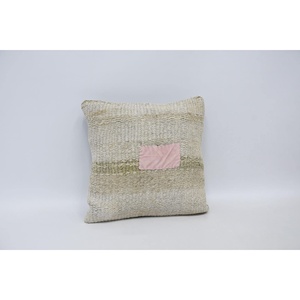 <b>Beige</b> Woven Wool Pillow 16x16 Inch Eco Friendly Non-Slip Decorative <b>Cushion</b> Vintage Embroidered Square Print Portable Bedding - Product Image 1