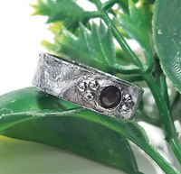 Anillo de Plata de Ley 925 con Granate Natural Oxidado de Forma Redonda, Anillo de Lujo para Boda y Aniversario