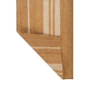 พรมปูพื้นลายทางสีเบจและสีน้ำตาล Nomadic Threads รุ่น PDJT-809 ทำจากปอกระเจาและป่าน ทอแบบแบน เหมาะสำหรับใช้ในบ้าน ห้องนอน ห้องนั่งเล่น และทางเดิน - Product Image 5