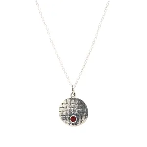 Textured Garnet Gemstone Necklace In 925 Sterling Silver Exquisite Designs And Light Weighted Wholesale Supplier