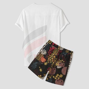 2024 personnaliser Logo Designer blanc t-shirt et short ensemble hommes 2 deux pièces été ensemble court - Product Image 2