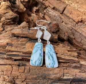 Pendientes artesanales de ágata verde musgo y piedra lunar, plata de ley 925, joyería de piedras preciosas para mujer, regalo. - Product Image 2