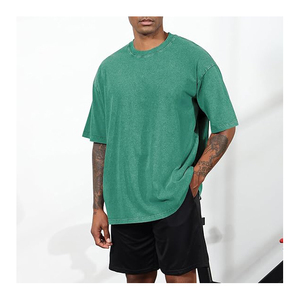 T-shirts pour hommes surdimensionnés personnalisés, lavés à l'acide, 100% coton, coupe ample, 300 GSM, épaules tombantes - Product Image 1
