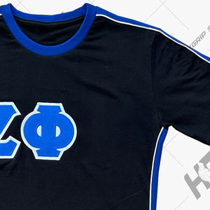 Camiseta Casual de Manga Corta para Hombre Zita Phii Negra y Azul Premium, con Botones, Logotipo Bordado Personalizado, Antiarrugas, Tejida - Product Image 4