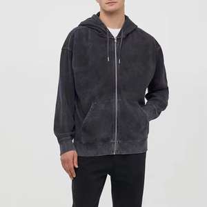 Sudadera con capucha de algodón 100% de peso pesado de gran tamaño personalizada para hombre, sudaderas lavadas vintage desgastadas lavadas con piedra ácida - Product Image 4