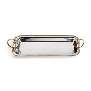 Bandeja de servicio moderna ecológica de acero inoxidable con mango de metal para catering en hoteles y restaurantes, excelente precio - Product Image 1