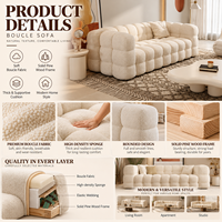 Canapé moderne en bouclette style nuage de guimauve, style crème, capitonné en polaire d'agneau, ensemble modulaire pour appartement, salon, hôtel, BNB, OEM