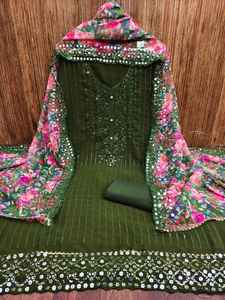 Nouvelle robe matériel costume pour top foux jorjet broderie avec travail manuel avec broderie en organza Dupatta - Product Image 5