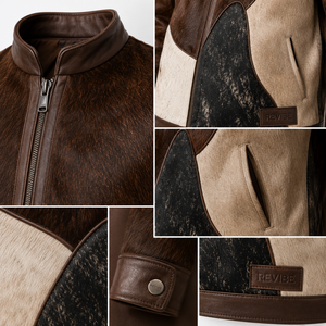 Chaqueta de Cuero con Pelo de Vaca Natural para Hombre, Prenda Exterior de Piel, Chaqueta Casual de Invierno Personalizada OEM al por Mayor - Product Image 6