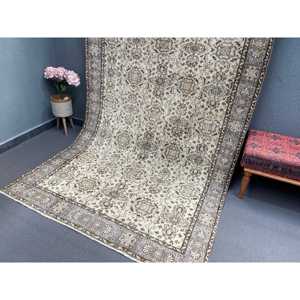 Alfombra Vintage de 5.4x9.4 pies, Alfombra Turca Grande, Alfombra Marrón Sólida - Product Image 3