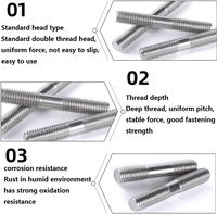Custom OEM ODM Size Double End Threaded Stud Bolt Stainless Steel For Furniture Assembly