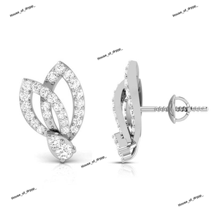 Pendientes de Plata de Ley 925 con Forma de Hoja y Moissanita en Corte Pera en el Centro, Diseño Elegante para Uso Diario - Product Image 2