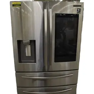 Refrigerador de puerta francesa de 4 puertas de 28 pies cúbicos de venta rápida con familia de pantallas táctiles 21,5 en acero inoxidable