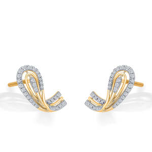 Aabhira Twirl 14k Gold & <b>Diamond</b> Stud <b>Earrings</b> with <b>Pearl</b>-Rose White or Yellow Gold-Trendy Engagement Jewelry - Product Image 4