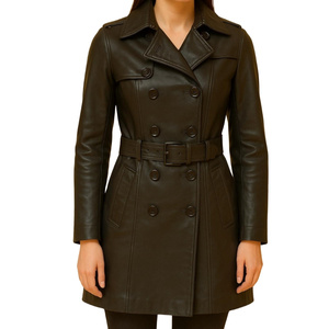 Abrigo de Cuero Genuino Ecológico de Primera Calidad, Color Personalizado Unisex |   Chaqueta Hecha a Mano con Cuello Alto y un Solo Botón |   Elegante - Product Image 1