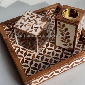 Bandeja con incrustaciones de madera artesanal de lujo de calidad superior con quemador de incienso de perla madre caja de almacenamiento aroma de pino Jengibre a un precio económico - Product Image 1