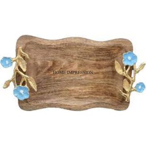 Forma de rectángulo de bordes curvos con flores de metal resistentes chapadas en oro Centro de mesa de diseño Suministros para restaurantes y hoteles - Product Image 4