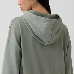 Sweat à capuche en polaire uni pour femmes pour la saison froide Confort Design à prix d'usine avec logo personnalisable et ourlet côtelé / Tissu doux - Product Image 5