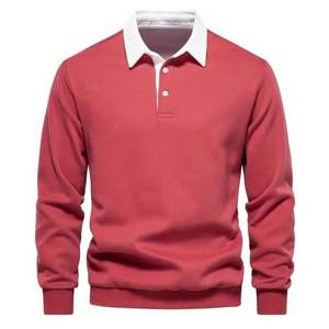 เสื้อสเวตเตอร์สวมหัวแบบวินเทจของผู้ชายเสื้อสเวตเตอร์แบบไม่มีซับในแขนยาวคอปกมีฮู้ดเสื้อผ้าลำลองสำหรับฤดูใบไม้ผลิฤดูใบไม้ร่วง - Product Image 1