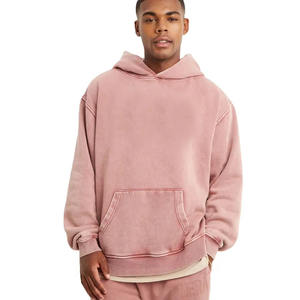 La mayoría de los hombres de moda 300 GSM Light Pink Acid Washed Pullover Hoodie con bolsillo frontal para invierno - Product Image 1