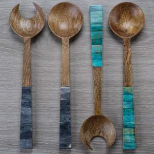 Finest Natural Mango Wood Salad Server Set Elegant Home Restaurant Tableware Decoration <b>Flatware</b> for Weddings - Product Image 5