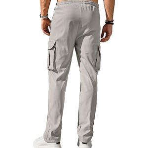 Pantalon cargo décontracté léger pour homme, taille élastique personnalisée, grande taille, multi-poches, coupe-vent, respirant, coton/polyester, été - Product Image 3