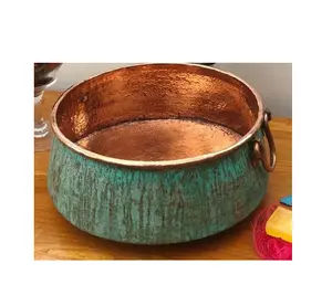 Patina Finished Wash Basin Luxury Bronze Vanity Sink Vessel Resin and Copper Material Customized Size