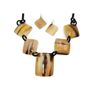 Buffalo Horn Necklace <b>Set</b> Pendants Handmade Carved Squares Natural Buffalo Horn Necklace Handmade Indian Product - Product Image 1