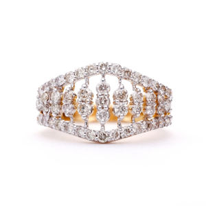 Anillo de Diamantes Dorado de Moda con Diseño de Puente Único para Joyería de Novia - Product Image 1