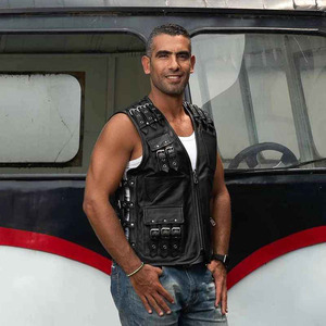 2025 New Look Customized High Quality Embroidery Men's Genuine Leather Vest Stylish Biker <b>Waistcoat</b> Winter Outer Wear - Product Image 4