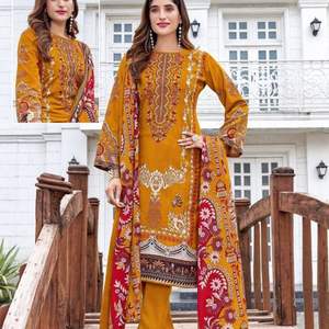 Vestido DE TRABAJO bordado de algodón moderno de primera calidad con parte inferior de algodón suave y Dupatta-Party Ready Reversible & Quick Dry - Product Image 4