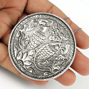 Artisan Indien Look Artisanat Bijoux 925 Sterling Oxydé Argent Gravé Pendentif Pour Femme En Gros Direct Usine Prix - Product Image 4