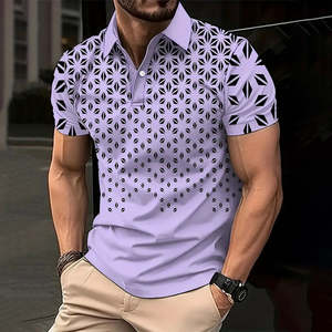 2024 hommes affaires décontracté à manches courtes Polo nouvelle couleur broderie perle sol coton T-Shirt 3D - Product Image 1