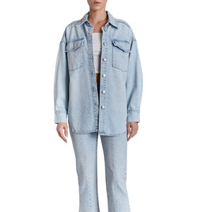 Veste en jean pour femmes en gros, respirante, imperméable, décontractée, unie, tendance, élégante, vêtements d'extérieur, manteau élégant, usine - Product Image 1