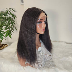 Barato Full Hd Yaki Kinky Straight Lace Frontal peluca cruda vietnamita cutícula alineada virgen cabello humano encaje frontal peluca cabello humano - Product Image 4