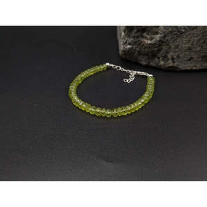 Natural Faceted Rondelle Peridot <b>Gemstone</b> <b>Bracelet</b> Crystal Jewelry for Women - Product Image 2