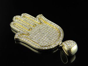 Fully Iced Out S925 Silver Round Brilliant Cut Moissanite Diamond <b>Studded</b> Iced Out Hip Hop Hamsa Hand Pendant <b>For</b> <b>Men</b> - Product Image 2