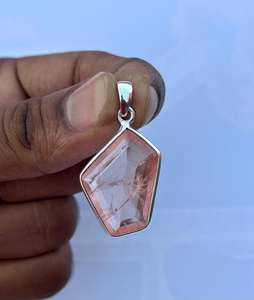 Colgante de morganita de Plata de Ley 925, hermoso colgante para mujer. - Product Image 2