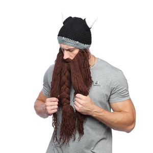 Gorro de Punto Kafeimali para Hombre, Estilo Bárbaro Vagabundo, Plegable, con Barba, Cuernos Vikingos, Gorro Deportivo Novedoso - Product Image 5