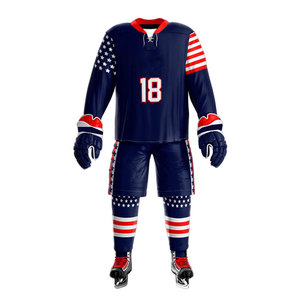 Nouvelle conception respirante, uniforme de hockey sur glace personnalisé avec logo et nom brodés, imprimé par sublimation sur tissu sergé. - Product Image 2